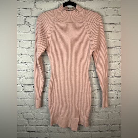 Bardot Mini Ribbed Knit Dress Dusty Pink Long Sleeve size small NWT Soft  Girl - greenwatershopping.com